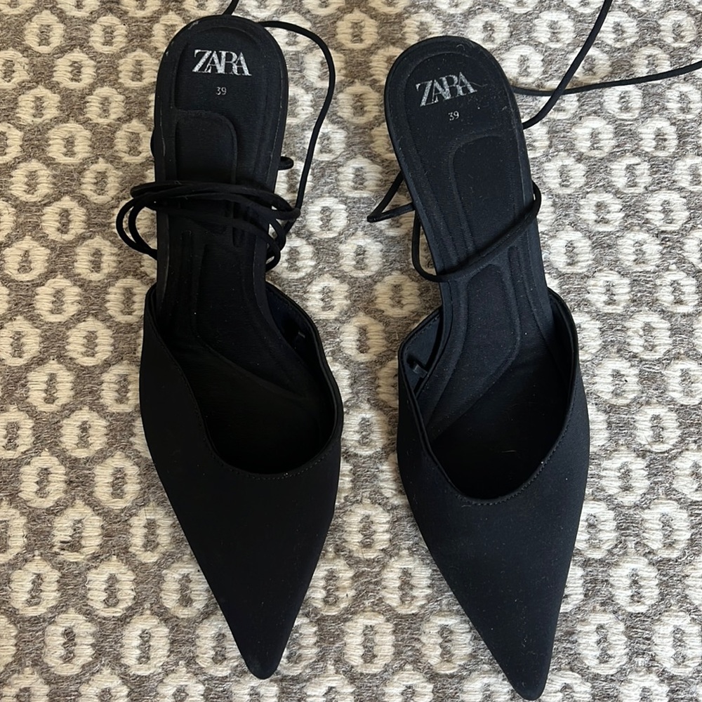 Black lace up heels